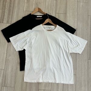 MNML oversized Classic Black and White Men's T-Shirt Set, size L